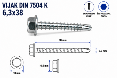 VIJAK DIN 7504 K 6,3x38